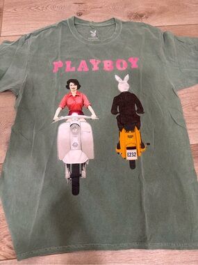 Playboy Green Graphic Tee with Pink Logo
